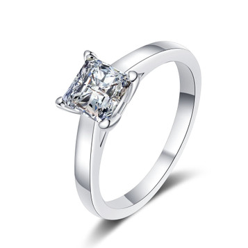 Princess Cut 2-Carat Solitaire Engagement Ring GRA Lab Certified D/VVS1 Moissanite Diamond Platinum-plated Sterling Silver Princess Cut 2-Carat Solitaire Engagement Ring GRA Lab Certified D/VVS1 Moissanite Diamond Platinum-plated Sterling Silver