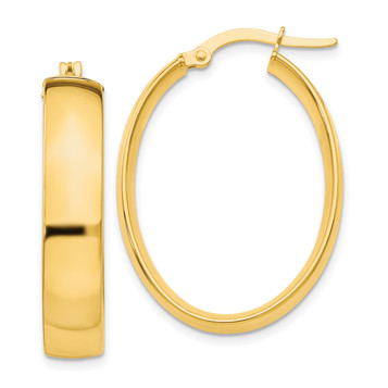 Gold Hoop Earrings 14k Yellow White Gold Polished Oval Hoop Earrings 5.75mm Thickness