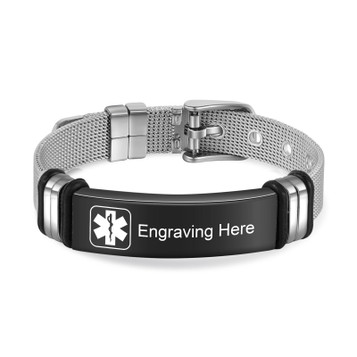 Stainless Steel Bracelet Custom Engraved Medical Emergency ID Bracelet Stainless Steel Bracelet Custom Engraved Medical Emergency ID Bracelet