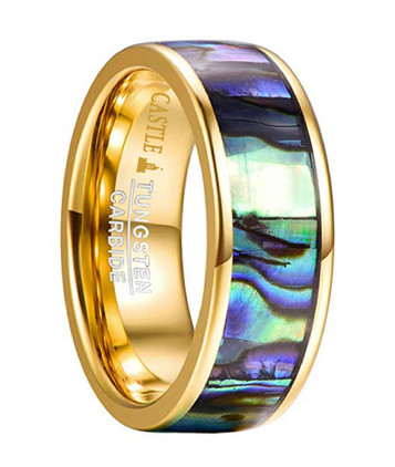 Abalone-Shell-Inlay-8mm-Flat-Gold-Tungsten-Comfort-Fit-Wedding-Band-Side-View1 Abalone-Shell-Inlay-8mm-Flat-Gold-Tungsten-Comfort-Fit-Wedding-Band-Side-View1