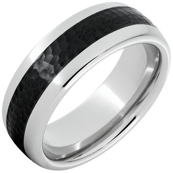 Serinium-Domed-8mm-with-4mm-Black-Ceramic-Inlay-Hammered-Center-Finish-Wedding-Band-Side-View1 Serinium-Domed-8mm-with-4mm-Black-Ceramic-Inlay-Hammered-Center-Finish-Wedding-Band-Side-View1