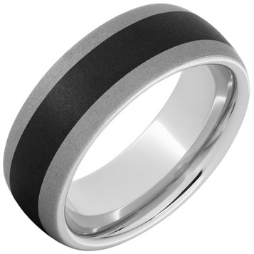 Serinium-Domed-4mm-Black-Ceramic-Inlay-Sandblast-Finish-Wedding-Band-Side-View1 Serinium-Domed-4mm-Black-Ceramic-Inlay-Sandblast-Finish-Wedding-Band-Side-View1