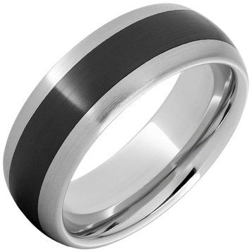 Serinium-Domed-4mm-Black-Ceramic-Inlay-Satin-Finish-Wedding-Band-Side-View1 Serinium-Domed-4mm-Black-Ceramic-Inlay-Satin-Finish-Wedding-Band-Side-View1