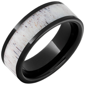 Black-Diamond-Ceramic-Pipe-Cut-8mm-with-5mm-Deer-Antler-Inlay-Wedding-Band-Side-View1 Black-Diamond-Ceramic-Pipe-Cut-8mm-with-5mm-Deer-Antler-Inlay-Wedding-Band-Side-View1