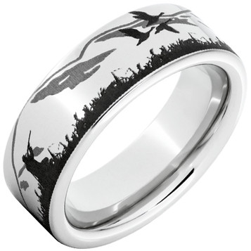Serinium-Pipe-Cut-8mm-with-Duck-Hunter-Sporting-Scene-Engraving-Wedding-Band-Side-View1 Serinium-Pipe-Cut-8mm-with-Duck-Hunter-Sporting-Scene-Engraving-Wedding-Band-Side-View1