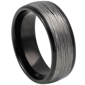 Black-Tungsten-with-Domed-Rolled-Wire-Inlay-Comfort-Fit-Wedding-Band-Side-View1
