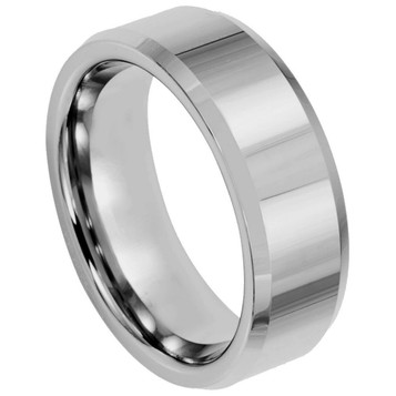 Tungsten-High-Polish-Flat-Ring-with-Beveled-Edges-8mm-Wedding-Band-Full-View Tungsten-High-Polish-Flat-Ring-with-Beveled-Edges-8mm-Wedding-Band-Full-View