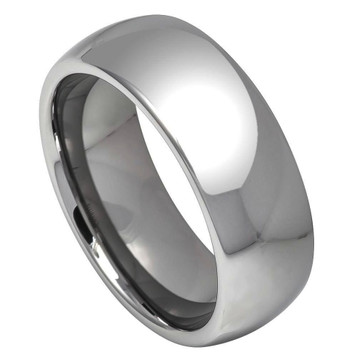 Tungsten-Ring-Polished-8mm-Wide-Domed-Wedding-Band-Full-View Tungsten-Ring-Polished-8mm-Wide-Domed-Wedding-Band-Full-View