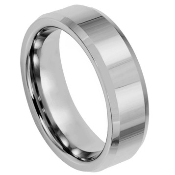 Tungsten-Ring-High-Polish-with-Beveled-Edges-6mm-Wedding-Band-Full-View Tungsten-Ring-High-Polish-with-Beveled-Edges-6mm-Wedding-Band-Full-View