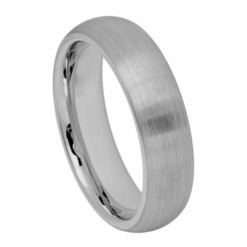 Tungsten-Ring-Brushed-Dome-Classic-Style-6mm-Wedding-Band-Full-View Tungsten-Ring-Brushed-Dome-Classic-Style-6mm-Wedding-Band-Full-View