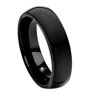 Black-Tungsten-High-Polished-Dome-6mm-Wide-Wedding-Band-Full-View Black-Tungsten-High-Polished-Dome-6mm-Wide-Wedding-Band-Full-View