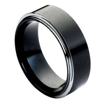 Black-Tungsten-Ring-Flat-Design-with-Stepdown-Edge-8mm-Wedding-Band-Full-View-1 Black-Tungsten-Ring-Flat-Design-with-Stepdown-Edge-8mm-Wedding-Band-Full-View-1