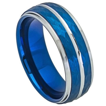 Tungsten-Ring-with-Blue-Hammered-Finish-and-Center-Groove-8mm-Wedding-Band-Full-View-1 Tungsten-Ring-with-Blue-Hammered-Finish-and-Center-Groove-8mm-Wedding-Band-Full-View-1