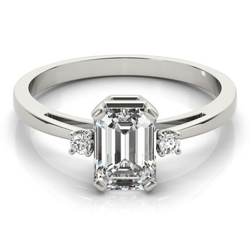 Engagement Ring Diamond Emerald or Radiant Cut 3/4-Carat 1-Carat to 1.50-Carat in 14K 18K White Yellow Gold or Platinum