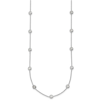 Platinum Diamond Necklace with Bezel-Set Diamond Accent Stations in 16'' 18'' and 20'' Lengths