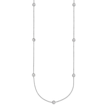 Platinum and Lab Grown Diamond Necklace with Bezel Set Diamond Accent Stations in 16'' 18'' and 20'' Lengths