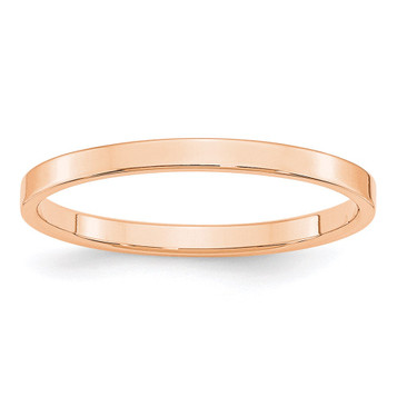 10K Rose Gold 2mm Width - 4mm - 14mm Size - Lightweight Flat Wedding Band