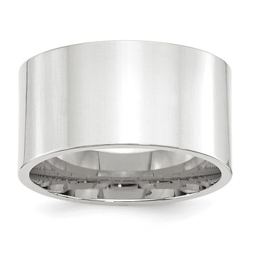 10K White Gold 12mm Width - 4mm - 14mm Size - Standard Weight Flat Comfort Fit Wedding Band