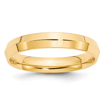 14K Yellow Gold 4mm Width - 4mm - 14mm Size - Knife Edge Comfort Fit Wedding Band