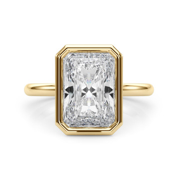 Roy Rose Jewelry 14K Yellow Gold 2 Carat Radiant Diamond Solitaire Bezel Set Engagement Ring - Modern Minimalist Bridal Setting - Secure Bezel Design With Ring Size 4 - 10
