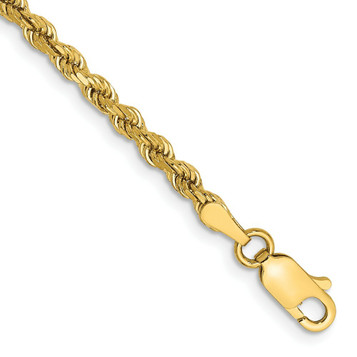 14K Yellow Gold 2.75mm Diamond-cut Rope with Lobster Clasp Chain Anklet Bracelet - Length 9'' inches - (C63-818) 14K Yellow Gold 2.75mm Diamond-cut Rope with Lobster Clasp Chain Anklet Bracelet - Length 9'' inches - (C63-818)