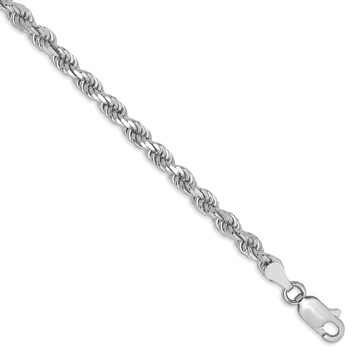 14K White Gold 3.5mm Diamond-cut Rope Chain Bracelet - Length 9'' inches - (C63-824)