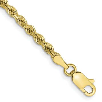 10K Yellow Gold 2.75mm Handmade Diamond-cut Rope Chain Anklet Bracelet - Length 9'' inches - (C63-829) 10K Yellow Gold 2.75mm Handmade Diamond-cut Rope Chain Anklet Bracelet - Length 9'' inches - (C63-829)