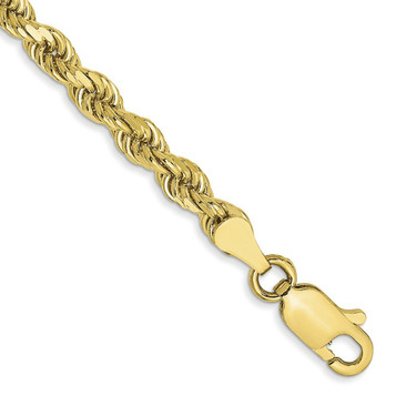 10K Yellow Gold 3.5mm Handmade Diamond-cut Rope Chain Anklet Bracelet - Length 9'' inches - (C63-832) 10K Yellow Gold 3.5mm Handmade Diamond-cut Rope Chain Anklet Bracelet - Length 9'' inches - (C63-832)