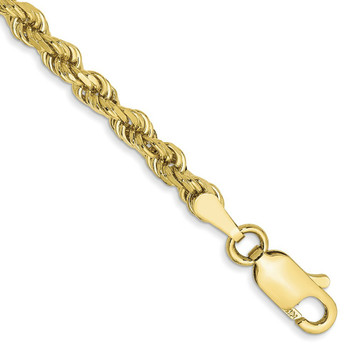 10K Yellow Gold 3mm Handmade Diamond-cut Rope Chain Anklet Bracelet - Length 9'' inches - (C63-833) 10K Yellow Gold 3mm Handmade Diamond-cut Rope Chain Anklet Bracelet - Length 9'' inches - (C63-833)