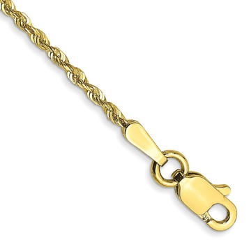 10K Yellow Gold 1.5mm Diamond-cut Extra-Lite Rope Chain Anklet Bracelet - Length 9'' inches - (C63-840) 10K Yellow Gold 1.5mm Diamond-cut Extra-Lite Rope Chain Anklet Bracelet - Length 9'' inches - (C63-840)