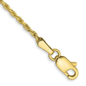 10K Yellow Gold 1.5mm Machine Made Diamond-cut Rope Chain Anklet Bracelet - Length 9'' inches - (C63-843) 10K Yellow Gold 1.5mm Machine Made Diamond-cut Rope Chain Anklet Bracelet - Length 9'' inches - (C63-843)