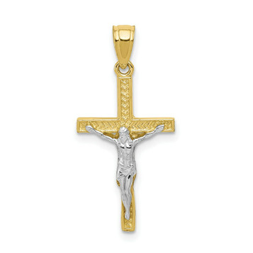 10K Yellow Gold & Rhodium Crucifix Pendant - (A81-725) 10K Yellow Gold & Rhodium Crucifix Pendant - (A81-725)