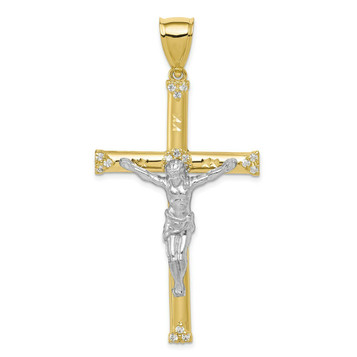 10K Yellow Gold CZ Crucifix Pendant - (A81-737)
