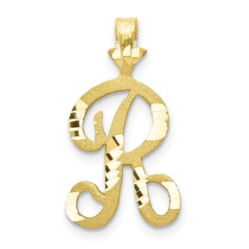 10K Yellow Gold Initial Letter R Charm Pendant - (A81-740)