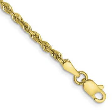 10K Yellow Gold 2.25mm Diamond-cut Quadruple Rope Chain Anklet - length: 10'' inches - (C63-846) 10K Yellow Gold 2.25mm Diamond-cut Quadruple Rope Chain Anklet - length: 10'' inches - (C63-846)