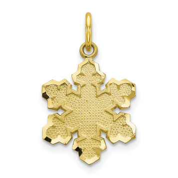 10K Yellow Gold Solid Satin Snowflake Charm - (A81-779)