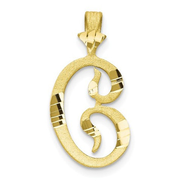 10K Yellow Gold Diamond-cut Grooved Initial Letter C Charm - (A81-790)