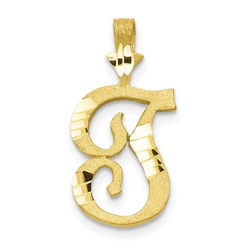 10K Yellow Gold Initial Letter T Charm Pendant - (A81-795)