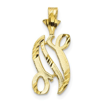 10K Yellow Gold Initial Letter N Charm Pendant - (A81-804)