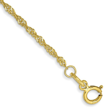10K Yellow Gold 1.4mm Singapore Chain Anklet - length: 10'' inches - (C63-853) 10K Yellow Gold 1.4mm Singapore Chain Anklet - length: 10'' inches - (C63-853)
