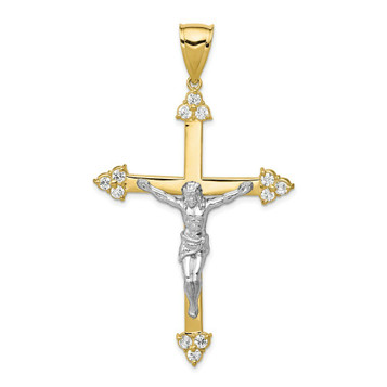 10K Yellow Gold CZ Crucifix Pendant - (A81-817)