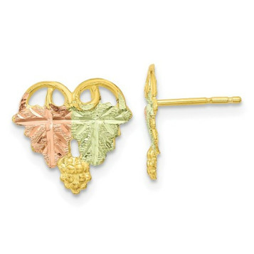 10k Tri-Color Gold Black Hills Gold Post Earrings - (B36-190)