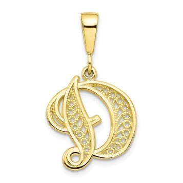 10K Yellow Gold Script Initial Letter D Charm - (A81-921)
