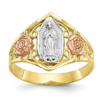 10K Two-tone Gold & Rhodium Our Lady of Guadalupe Ring - Size 6 - (B31-388)