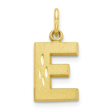 10K Yellow Gold Initial Letter E Charm Pendant - (A82-202)