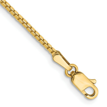 14K Yellow Gold 1.3mm Box Chain Anklet - Length 9'' inches - (C63-895) 14K Yellow Gold 1.3mm Box Chain Anklet - Length 9'' inches - (C63-895)