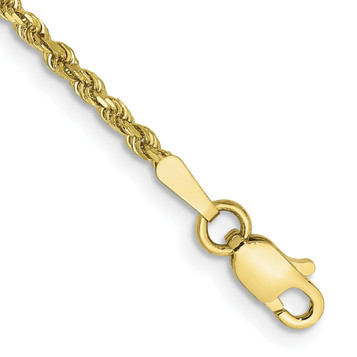 10K Yellow Gold 2mm Handmade Diamond-cut Rope Chain Anklet Bracelet - Length 9'' inches - (C62-648)