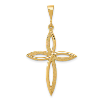 14K Yellow Gold Passion Cross Pendant 44mm length - (A82-314)