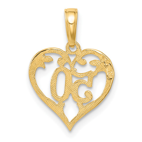 14K Yellow Gold 50 Inside Heart Cutout Pendant - (A83-390