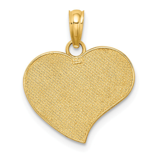 14K Yellow Gold Two-tone Mom with Angel Heart Charm Pendant